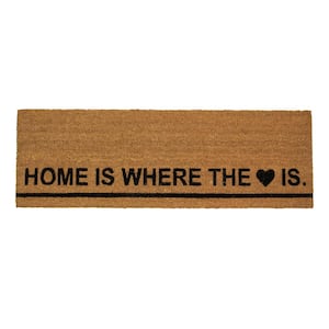 "Home Is Where the Heart Is" 16 in. x 48 in. Natural Coir Outdoor Rectangular Door Mat