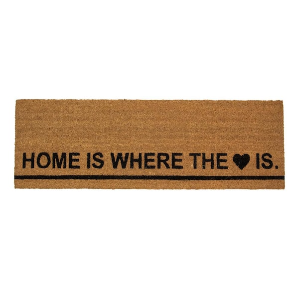 Northlight "Home Is Where the Heart Is" 16 in. x 48 in. Natural Coir Outdoor Rectangular Door Mat