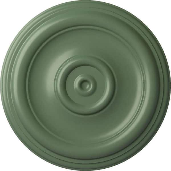 Ekena Millwork 12" x 1" Traditional Urethane Ceiling (Fits Canopies upto 2-3/4"), Hand-Painted Athenian Green