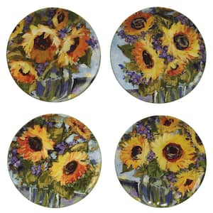 Sunflower Bouquet Multicolored Earthenware Salad Plate Set Of 4