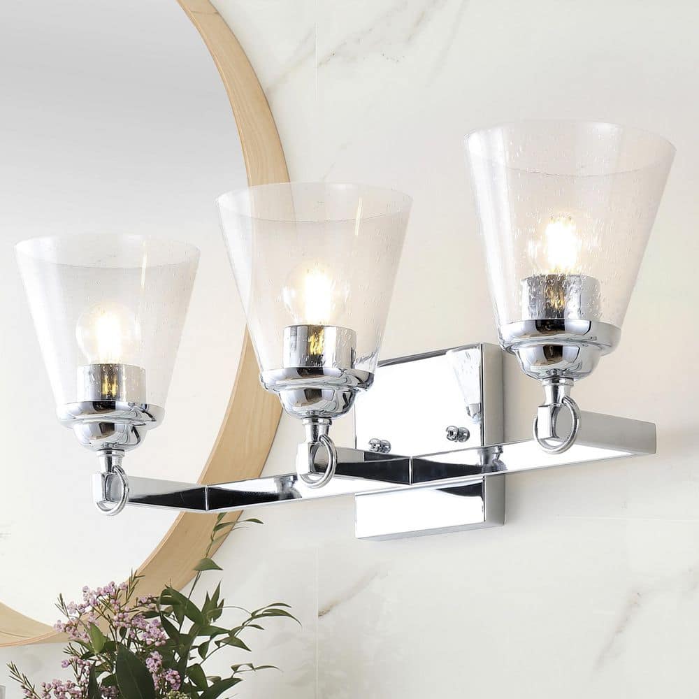 JONATHAN Y Marion 21 in. 3-Light Hurricane Metal/Glass Chrome Vanity ...