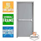 36 in. x 84 in. Left-Hand Galvanneal Steel Mill Primed Commercial Door Kit with 90 Minute Fire Rating & Adjustable Frame