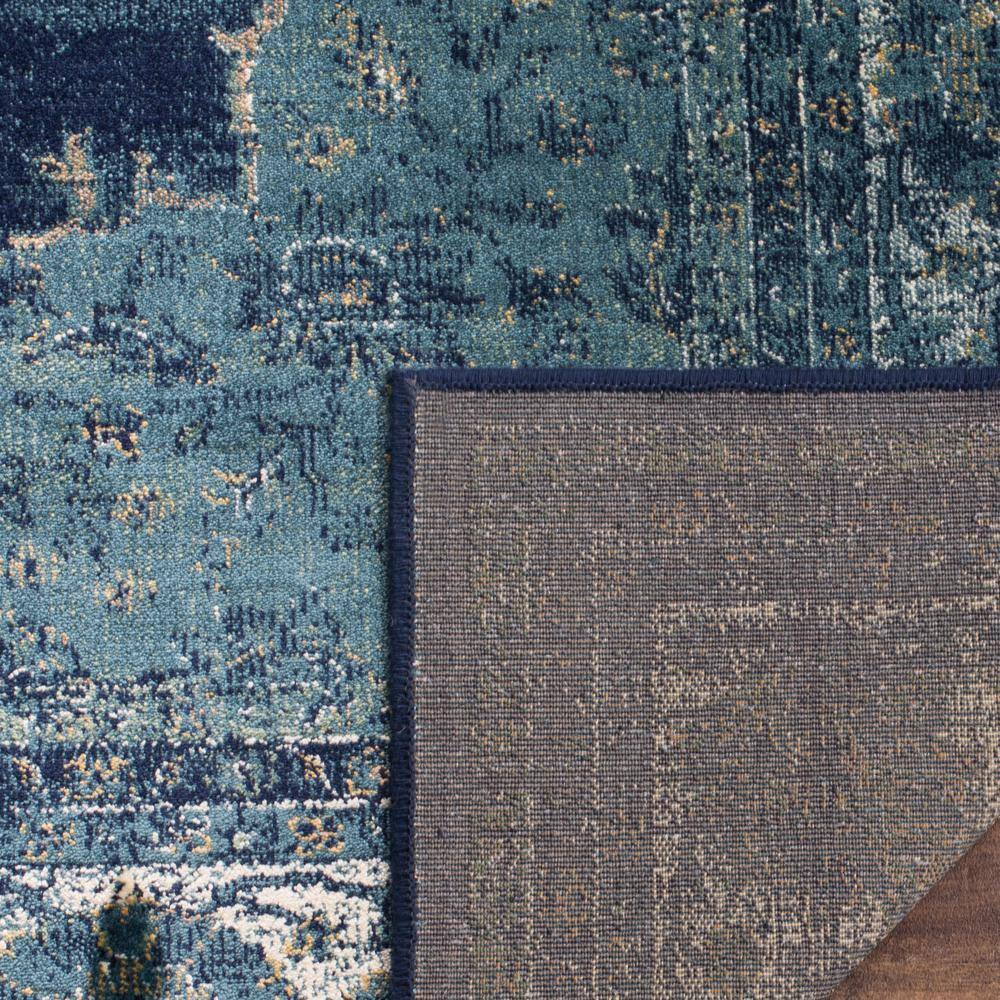 Navy Medallion Silky-Feel Rectangular Viscose Rug, 5'3" x 7'6"