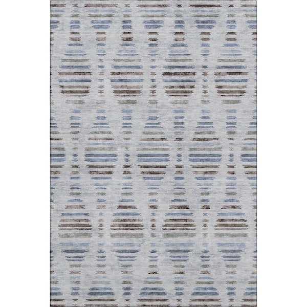 Mayfield Premium Machine Washable Abstract AMF2027 Putty 3 ft. x 4 ft. Area Rug