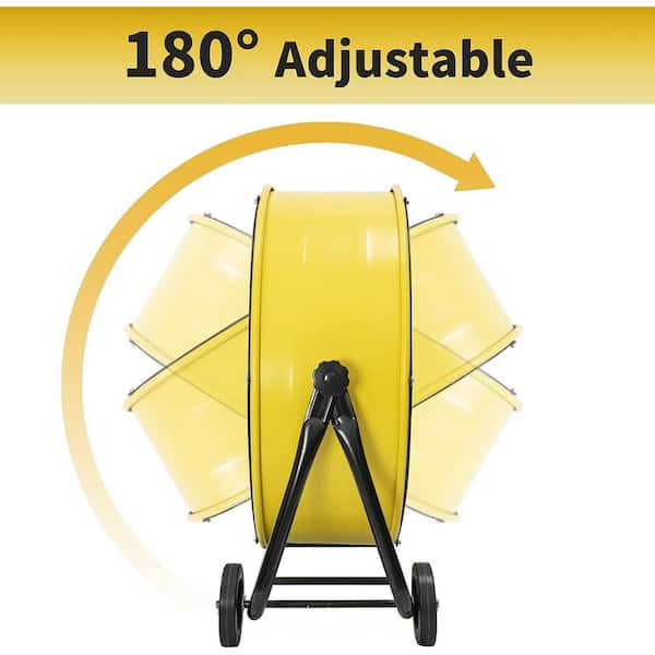 24 in. Drive Drum Fan in Yellow with Solid Wheels, Tough Handle, Variable Speed Control, Low Noise, UL Listed