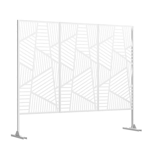Lirago 75 in. x 48 in. White Modern Privacy Screen Fence Free Standing
