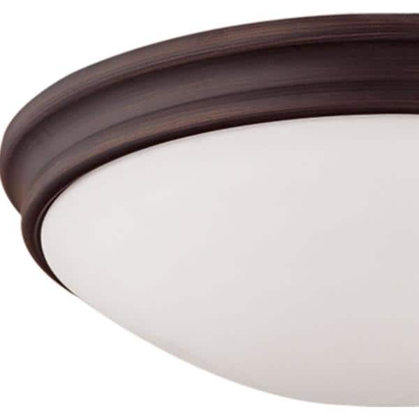 10" Rubbed Bronze and Glass Flush Mount Ceiling Light