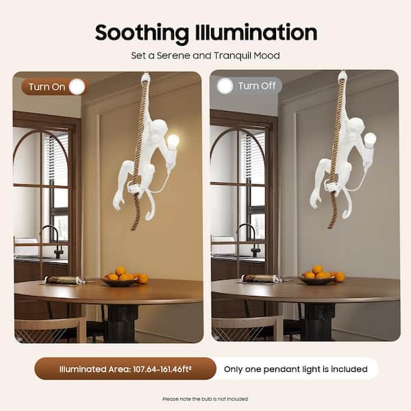 OUKANING 1 Light White Creative Monkey Shaped Pendant Light with