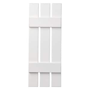 12 in. x 35 in. Polypropylene 3-Board Open Board and Batten Shutters Pair in White