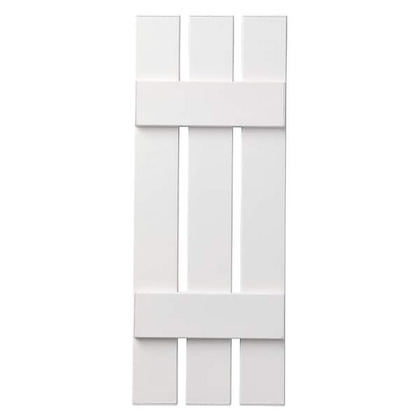 Ply Gem 12 in. x 39 in. Polypropylene 3-Board Open Board and Batten Shutters Pair in White