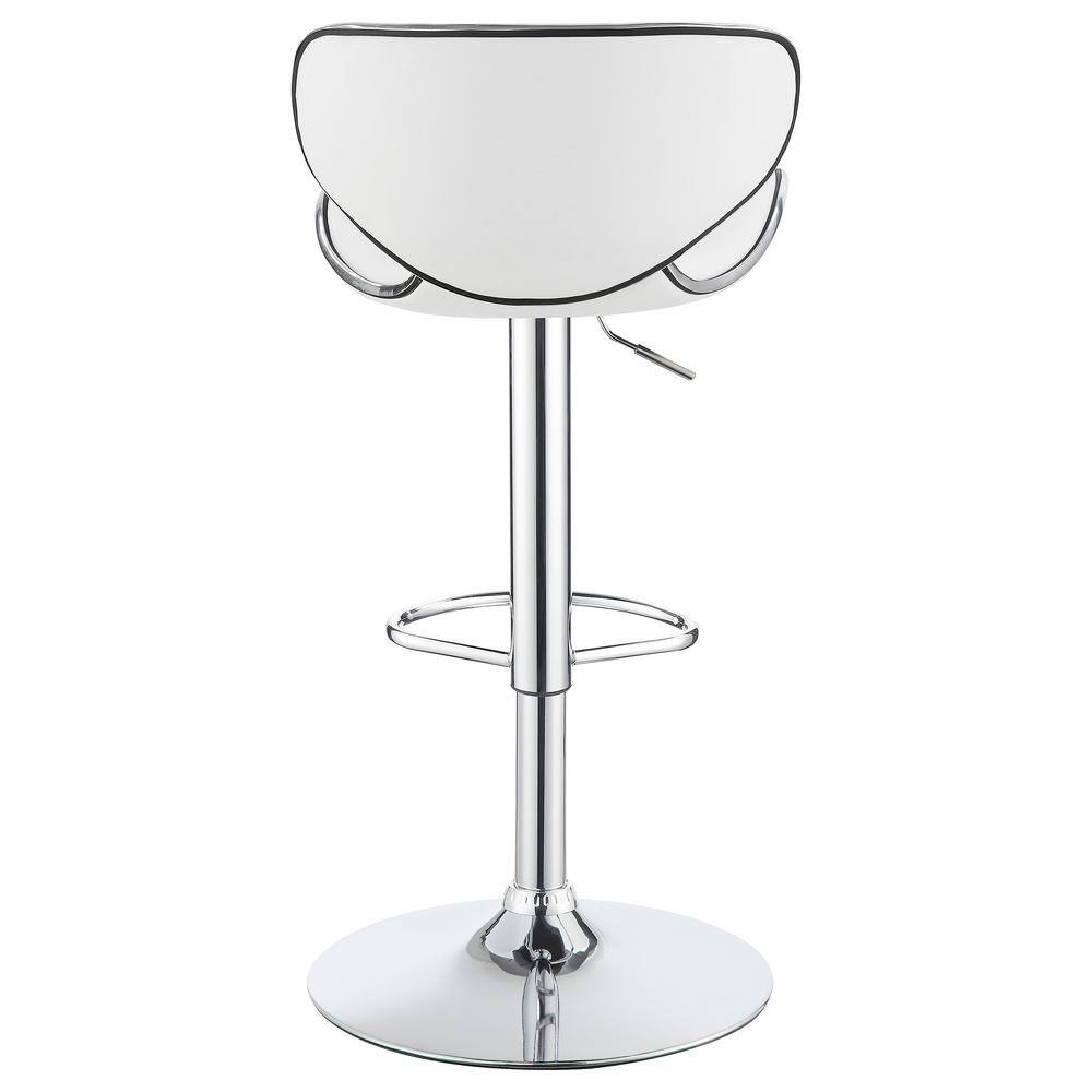 White Faux Leather Adjustable Swivel Bar Stools with Chrome Base