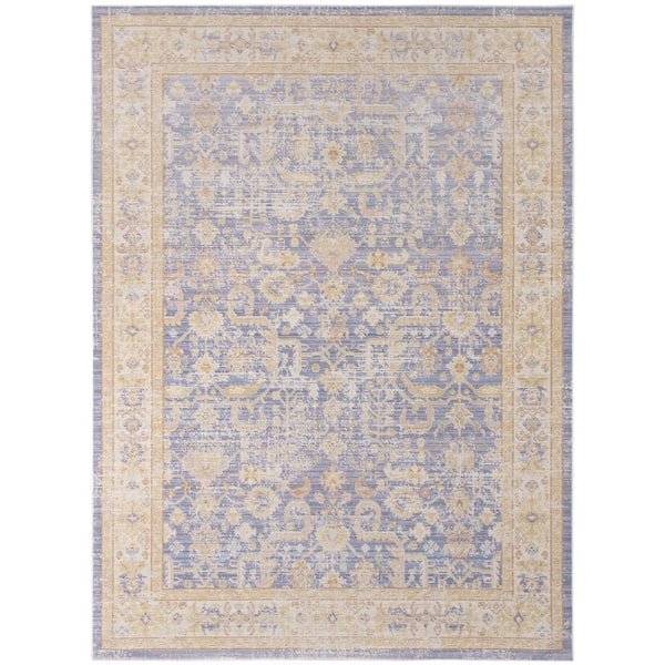 Amer Rugs Century 5 x 8 Lavender/Ivory Bordered Pattern Area Rug for High Traffic Living Room Dining Room Bedroom