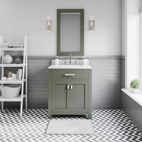 Madison 30 in.W x 21.5 in.D x 34 in.H Single Sink Bath Vanity in Glacial Green with Carrara White Marble Top and Faucet