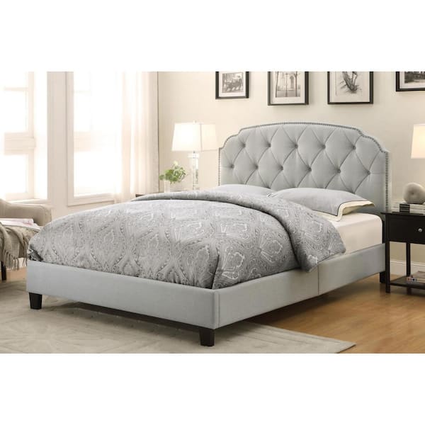 PRI All-in-1 Gray Queen Upholstered Bed
