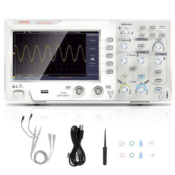 VEVOR Digital Oscilloscope 1GS/S Sampling Rate 100MHZ Bandwidth 2