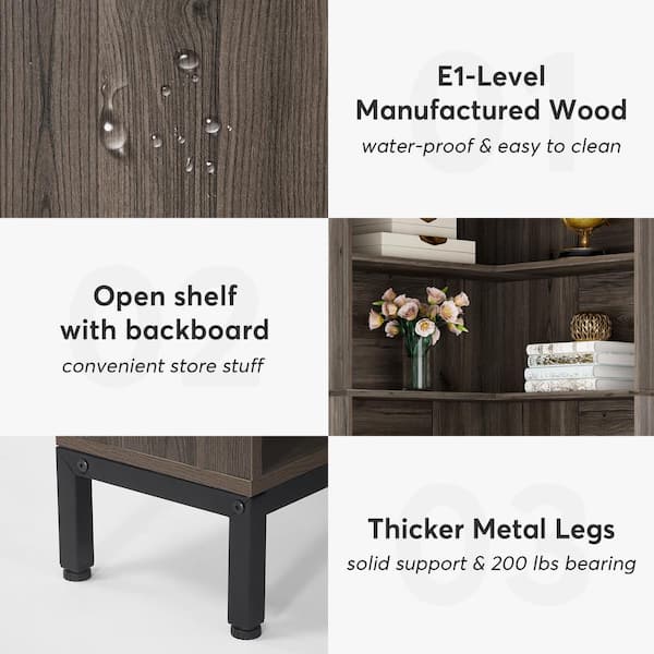 Reviews for BYBLIGHT Eulas 70.9 in. Tall Dark Grey Wood 5