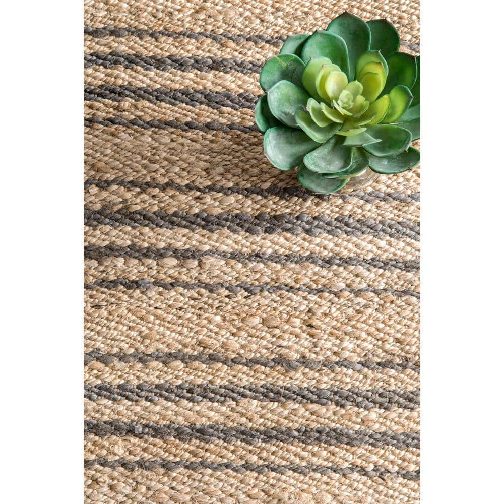 Sandy Natural Striped Jute Handmade Area Rug 3' x 5'