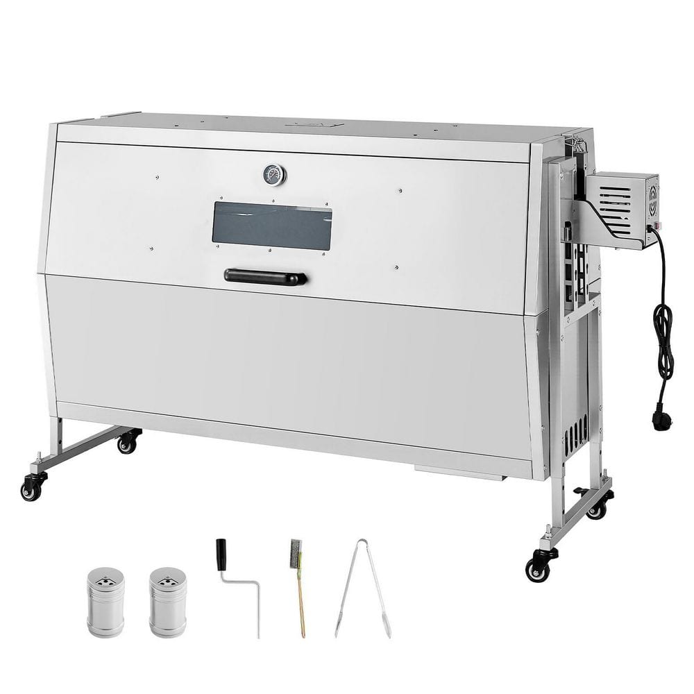 Rotisserie Grill w/ 132 LBS. Capacity, 4-Level Height, 38W BBQ Outdoor Pig and Lamb Spit Roaster, Charcoal Spit Roaster