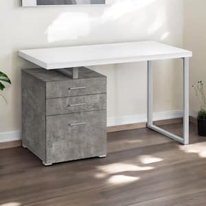 47.25 in. Rectangular White Metal 3-Drawer Computer Desks