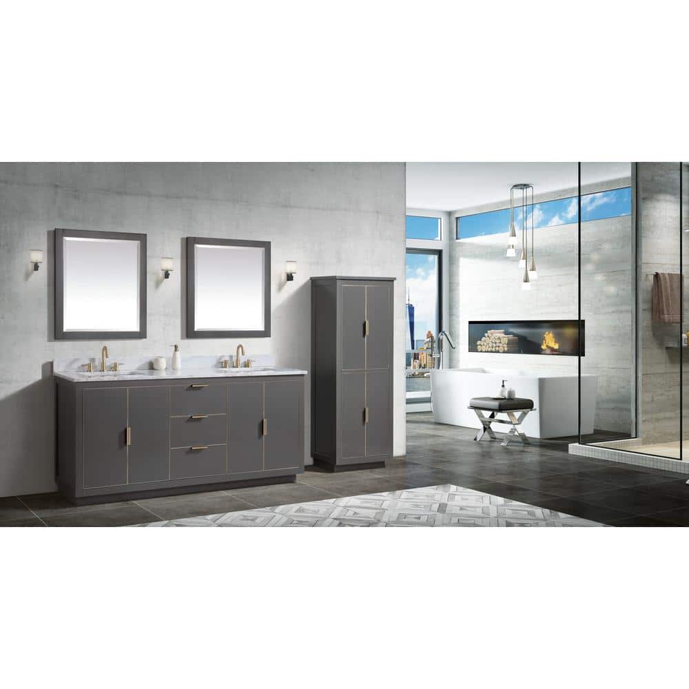 Austen 72" Twilight Gray and Gold Double Bathroom Vanity