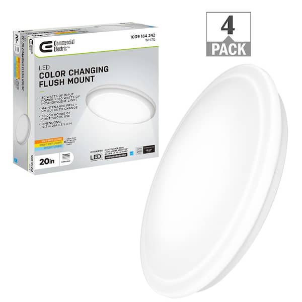 Commercial Electric 20 in. Round Low Profile LED Flush Mount Ceiling ...