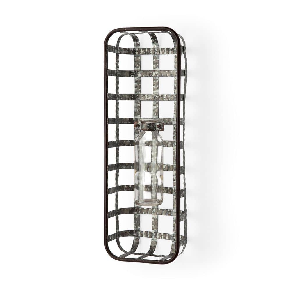 Margaret Wall Mounted Metal Basket w/Glass Bottle for Botanicals or Floral - Each price history on PriceWatchPro