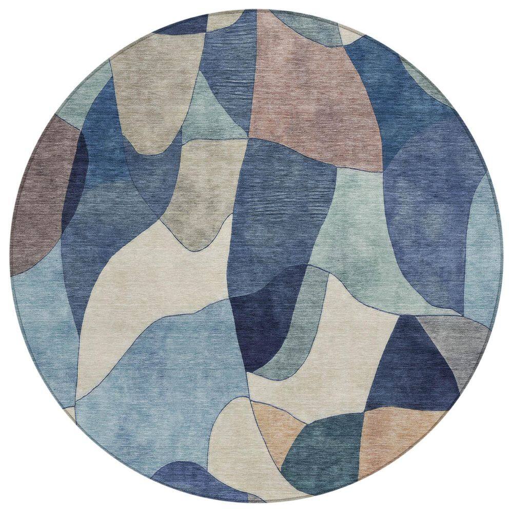 Chantille Machine Washable Indoor/Outdoor Abstract ACN2814 Blue 8 ft. x 8 ft. Round Rug price history on PriceWatchPro