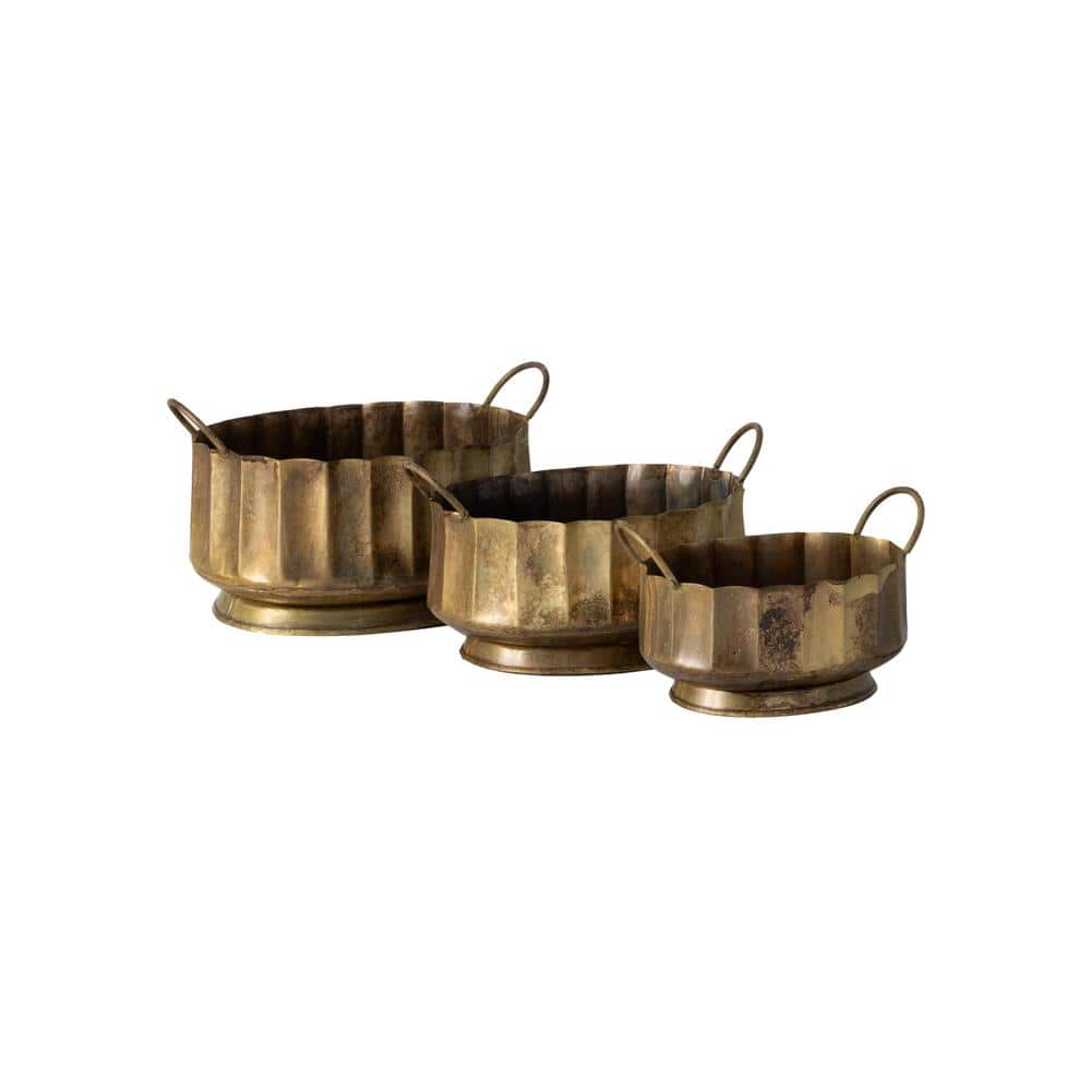 Evergreen Nested Aged Metal Brass Patina Finished Trough Planters (Set of  2) 8PMTL235 - The Home Depot