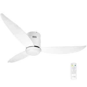 52 in. Indoor White Ceiling Fan with LED Light, 1800 Lumens, 3 Blades, Remote Control, 6 Speed 3 CCT 3000K-5000K