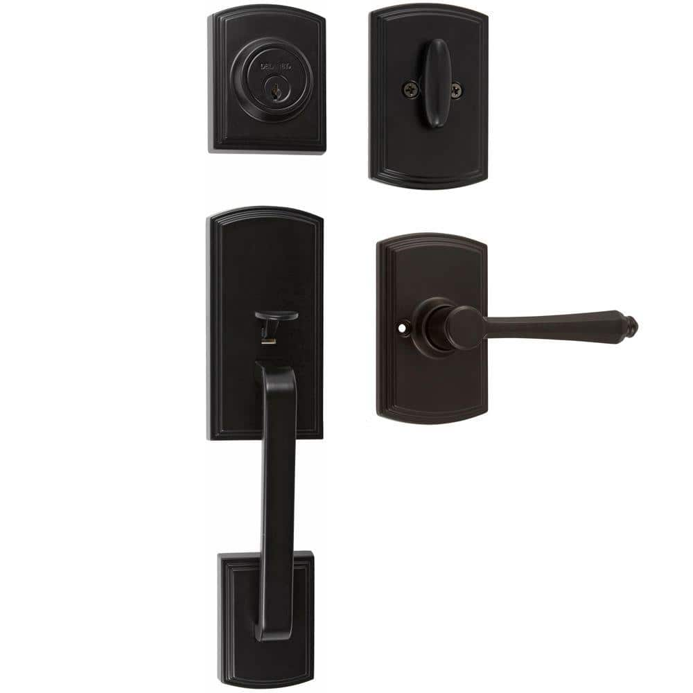 DELANEY HARDWARE Italian Visconti Dummy Black Door Handleset with Florini Interior