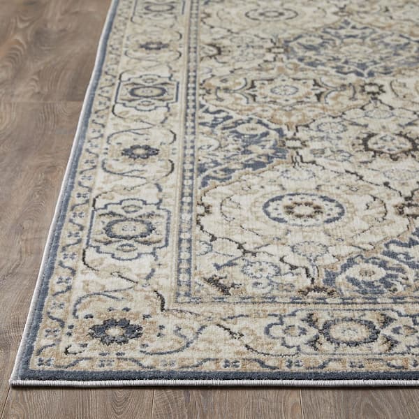 Kehleigh Dravan Cream 9 ft. 10 in. x 12 ft. 10 in. Oriental Polypropylene Indoor Area Rug
