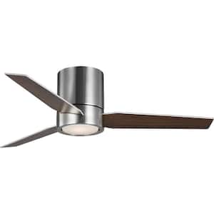 Braden 44 in. 3-Blade LED Indoor Brushed Nickel Walnut/Silver Blades Mid-Century Modern Ceiling Fan with Remote