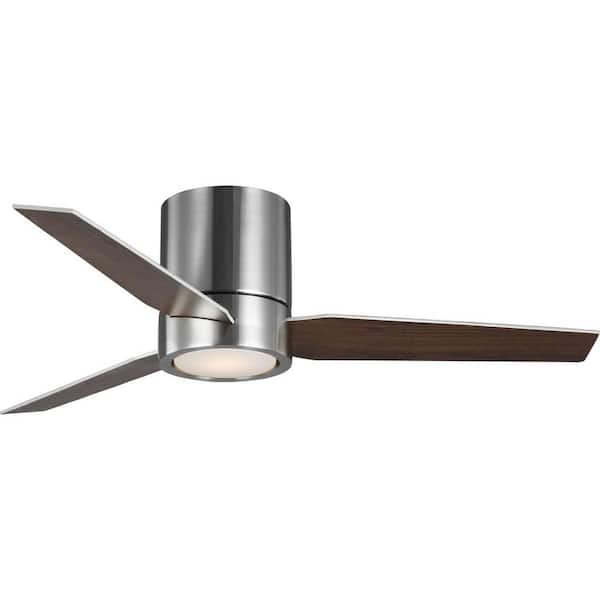 Progress Lighting Braden 44 in. Indoor Integrated LED Nickel Mid-Century Modern Ceiling Fan with Remote for Living Room and Bedroom
