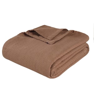 Taupe Solid Color Cotton Throw Blanket