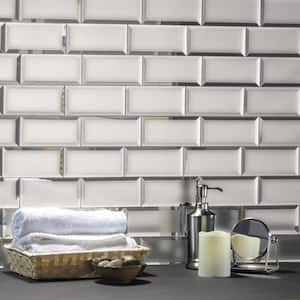 Reflections Frosted Silver Beveled Subway 3 in. x 6 in. Matte Glass Mirror Wall Tile (7 sq. ft./Case)