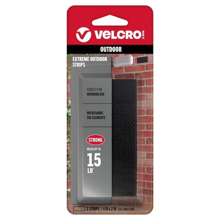 VELCRO 4 in. x 2 in. Industrial Strength Extreme Strip, Black