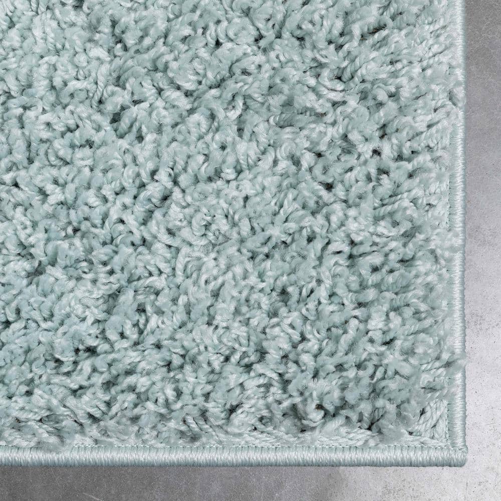 Seafoam Green Rectangular Shag Synthetic Area Rug 5' x 7'