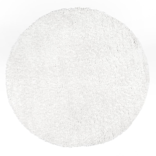 Casual Plush Shag Neva Ivory 5 ft. Round Area Rug