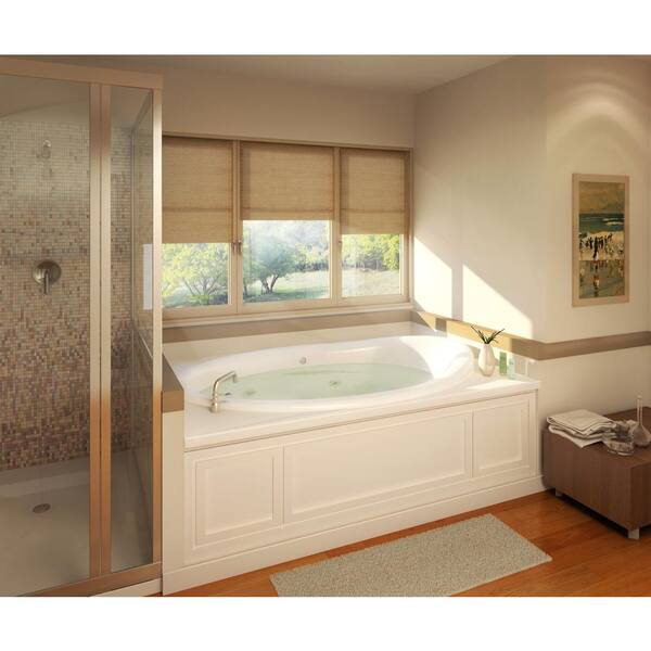 Starla 60 in. Acrylic Reversible Drain Oval Drop-in Whirlpool Bathtub with Heater in White Starla 60 in. Acrylic Reversible Drain Oval Drop-in Whirlpool Bathtub with Heater in White