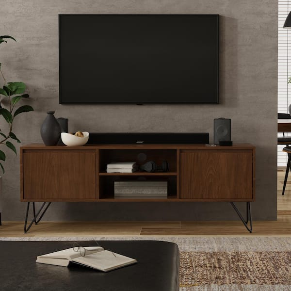 Simpli Home Hunter Walnut Veneer TV Media Stand For TVs up to 65 in.