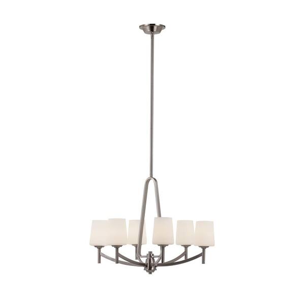Bel Air Lighting Avant Arc 6-Light Brushed Nickel Height Adjustable Chandelier with Frosted Glass