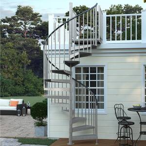 Reroute Galvanized Exterior 42in Diameter, Fits Height 110.5in - 123.5in, 1 36in Tall Platform Rail Spiral Staircase Kit