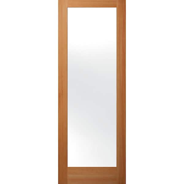 Builders Choice 30 in. x 96 in. Universal Full Lite Satin Glass Unfinished Fir Wood Front Door Slab with Square Sticking