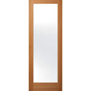 32 in. x 96 in. Universal Full Lite Satin Glass Unfinished Fir Wood Front Door Slab with Square Sticking
