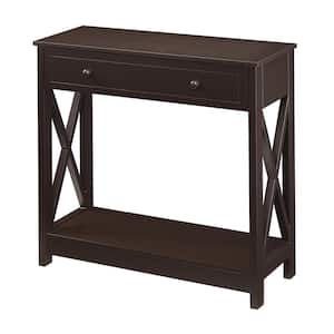 Oxford 31.5 in. Espresso Rectangle MDF Console Table with Drawer and Shelf