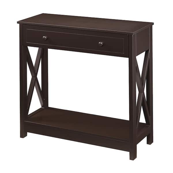 Convenience Concepts Oxford 31.5 in. Espresso Rectangle MDF Console Table with Drawer and Shelf