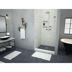 Redi Base 48 in. L x 48 in. W Single Threshold Alcove Shower Pan Base with Center Drain and Polished Chrome Drain Plate