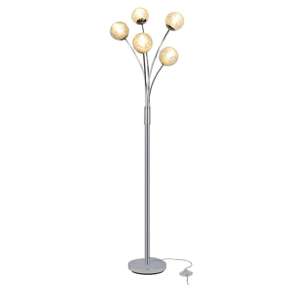 Depuley Modern Globe LED Floor Lamps with 5 Lights Tall Pole Tree Lighting for Living room & Bedroom G9 Bulb