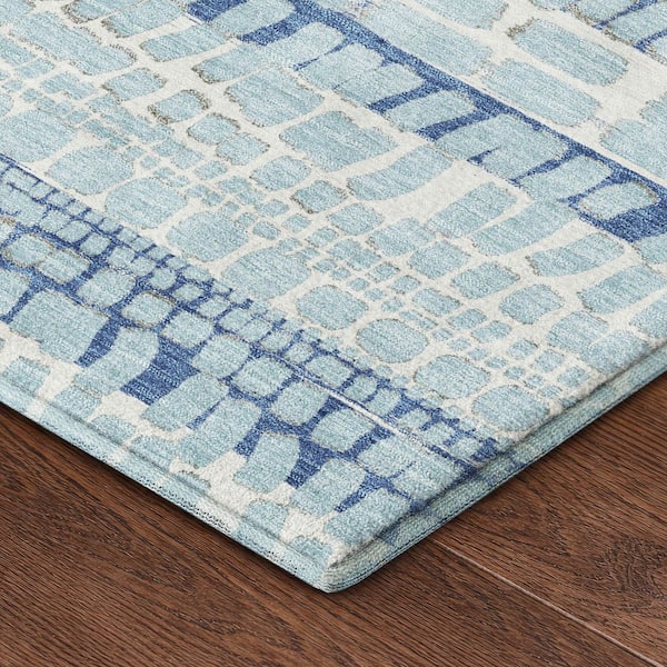 Mayfield Premium Machine Washable Abstract AMF2540 Sky 5 ft. x 7 ft. 6 in. Area Rug