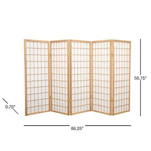 4 ft. Short Window Pane Shoji Screen - Natural - 5 Panels